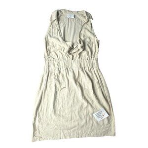 ASOS DESIGN Women’s linen sleeveless knot front mini NATURAL Size 8 New